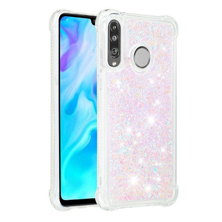 Liquid Glitter Powder Patterned Quicksand Shockproof TPU Back Case for Huawei P30 Lite / nova 4e - Colorful Love Hearts-3