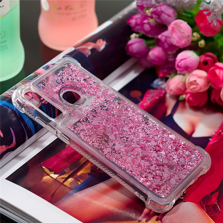 Liquid Glitter Powder Patterned Quicksand Shockproof TPU Back Case for Huawei P30 Lite / nova 4e - Diamond Rose Gold Love Hearts-7