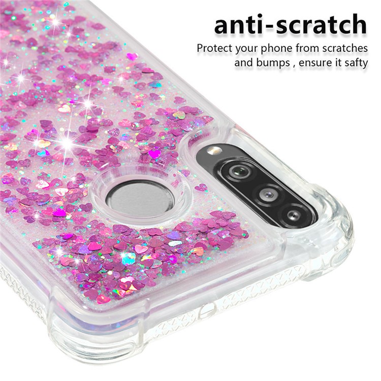 Liquid Glitter Powder Patterned Quicksand Shockproof TPU Back Case for Huawei P30 Lite / nova 4e - Rose Love Hearts-5