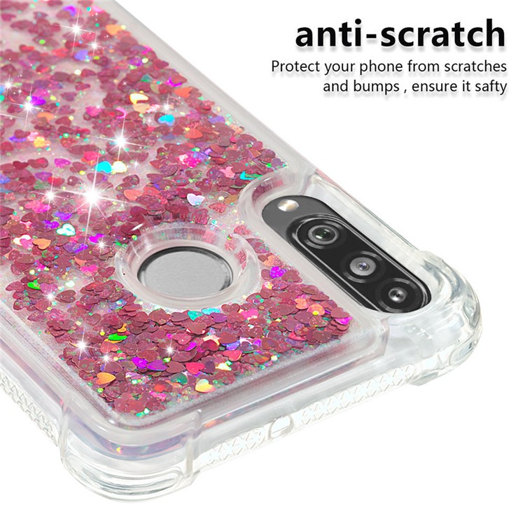 Liquid Glitter Powder Patterned Quicksand Shockproof TPU Back Case for Huawei P30 Lite / nova 4e - Rose Gold Love Hearts-5