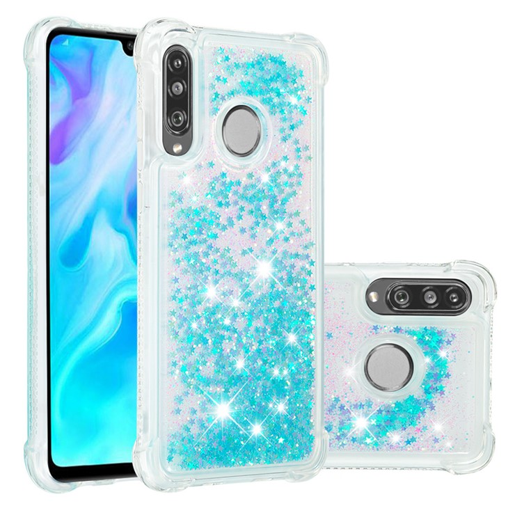 Liquid Glitter Powder Patterned Quicksand Shockproof TPU Back Case for Huawei P30 Lite / nova 4e - Silver Blue Stars-1
