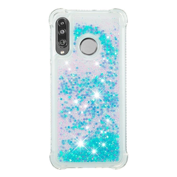 Liquid Glitter Powder Patterned Quicksand Shockproof TPU Back Case for Huawei P30 Lite / nova 4e - Silver Blue Stars-2