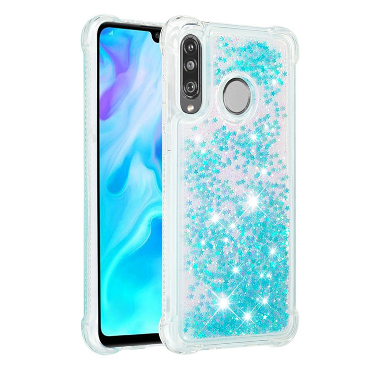 Liquid Glitter Powder Patterned Quicksand Shockproof TPU Back Case for Huawei P30 Lite / nova 4e - Silver Blue Stars-3