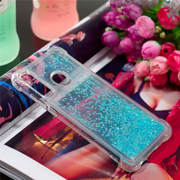 Liquid Glitter Powder Patterned Quicksand Shockproof TPU Back Case for Huawei P30 Lite / nova 4e - Silver Blue Stars-7