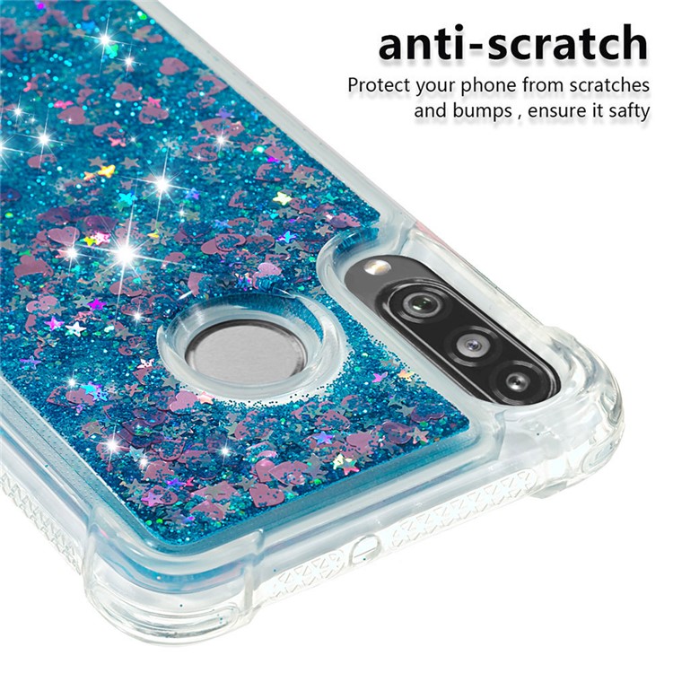 Liquid Glitter Powder Patterned Quicksand Shockproof TPU Back Case for Huawei P30 Lite / nova 4e - Blue Love Hearts-5
