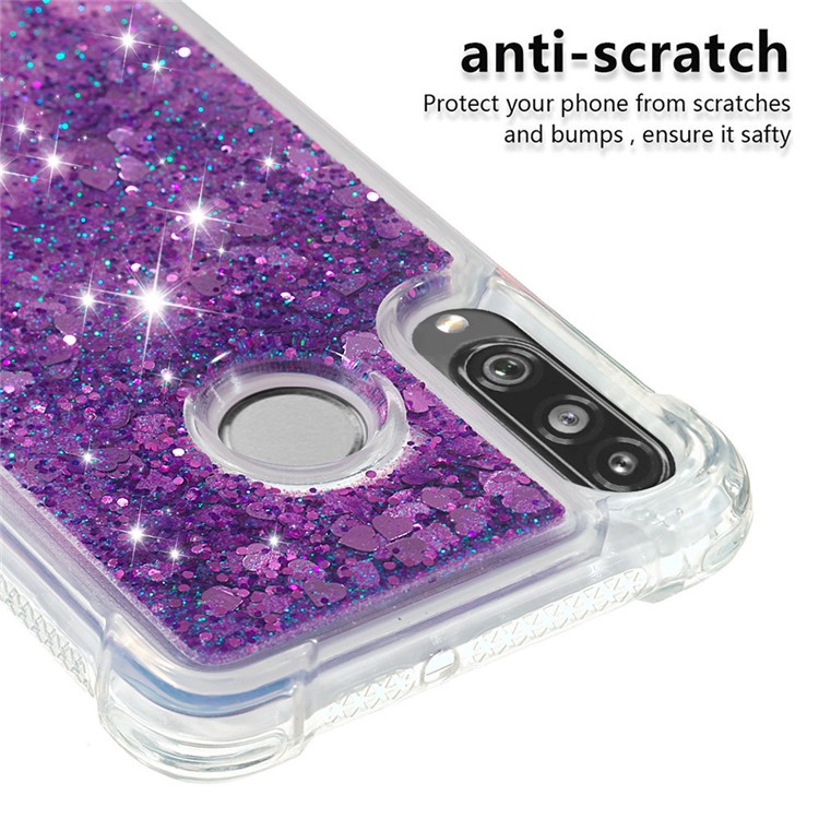Liquid Glitter Powder Patterned Quicksand Shockproof TPU Back Case for Huawei P30 Lite / nova 4e - Dark Purple Love Hearts-5