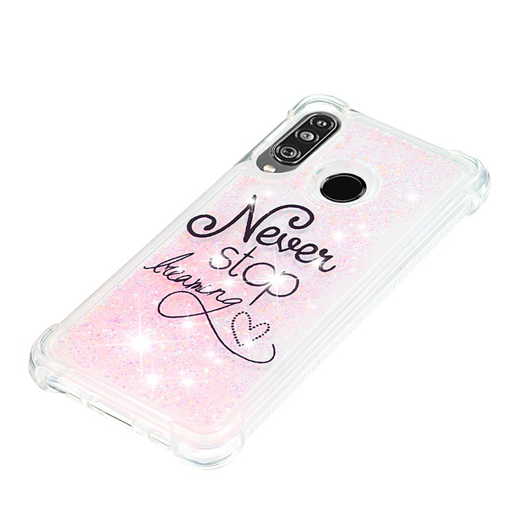 Liquid Glitter Powder Patterned Quicksand Shockproof TPU Back Case for Huawei P30 Lite / nova 4e - Never Stop Dreaming-6