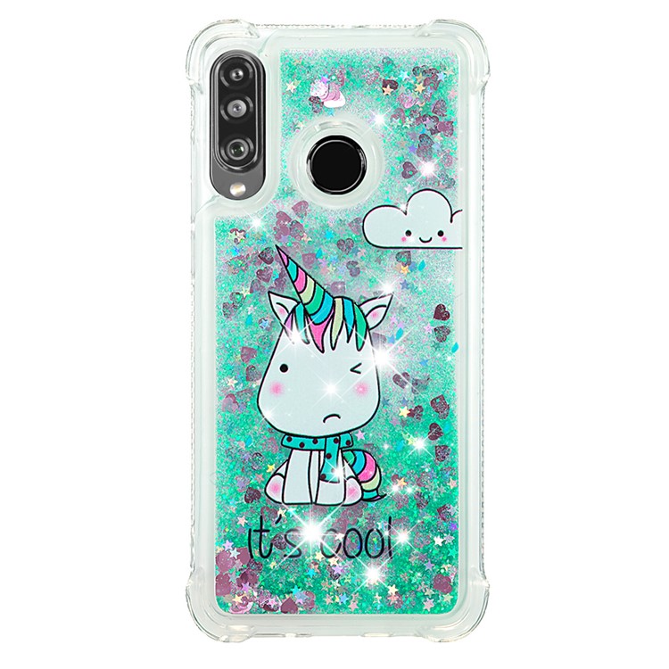 Liquid Glitter Powder Patterned Quicksand Shockproof TPU Back Case for Huawei P30 Lite / nova 4e - Unicorn-2