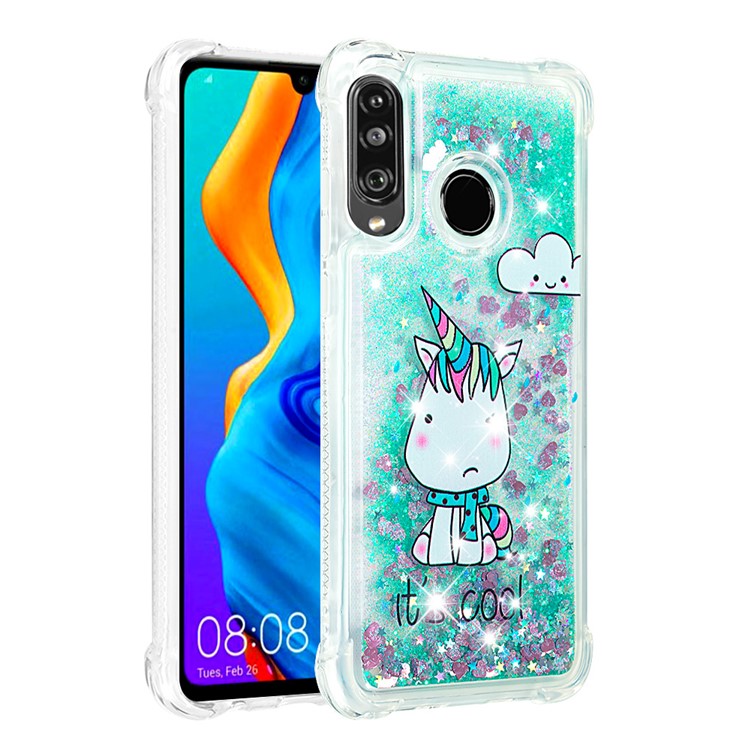Liquid Glitter Powder Patterned Quicksand Shockproof TPU Back Case for Huawei P30 Lite / nova 4e - Unicorn-3
