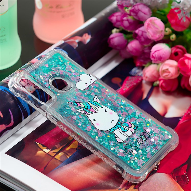 Liquid Glitter Powder Patterned Quicksand Shockproof TPU Back Case for Huawei P30 Lite / nova 4e - Unicorn-7