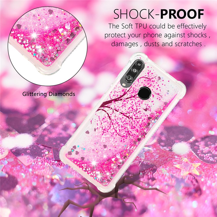 Liquid Glitter Powder Patterned Quicksand Shockproof TPU Back Case for Huawei P30 Lite / nova 4e - Tree-4
