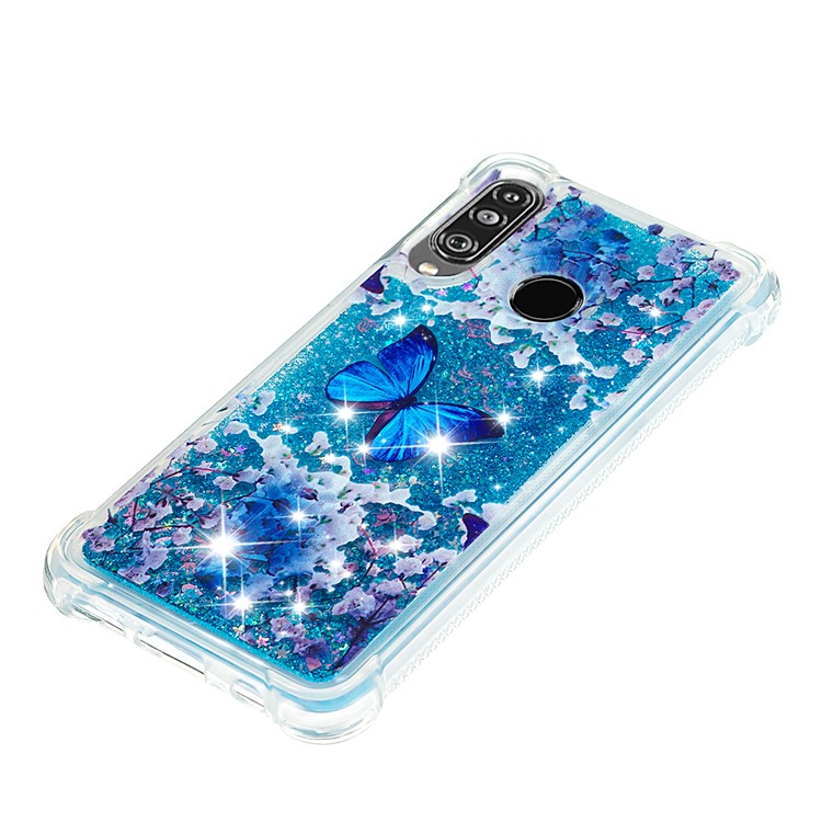 Liquid Glitter Powder Patterned Quicksand Shockproof TPU Back Case for Huawei P30 Lite / nova 4e - Blue Butterfly-6