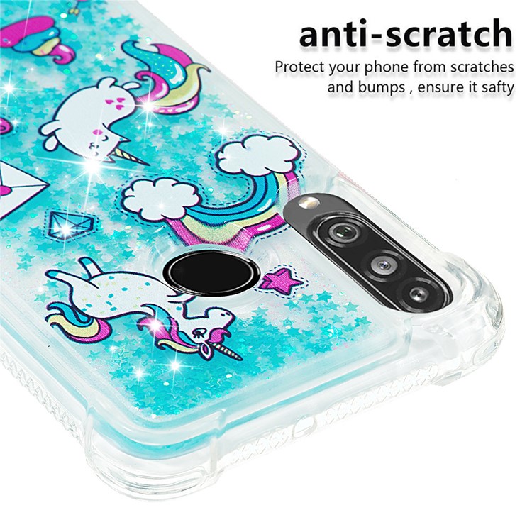 Liquid Glitter Powder Patterned Quicksand Shockproof TPU Back Case for Huawei P30 Lite / nova 4e - Unicorns and Rainbow-5