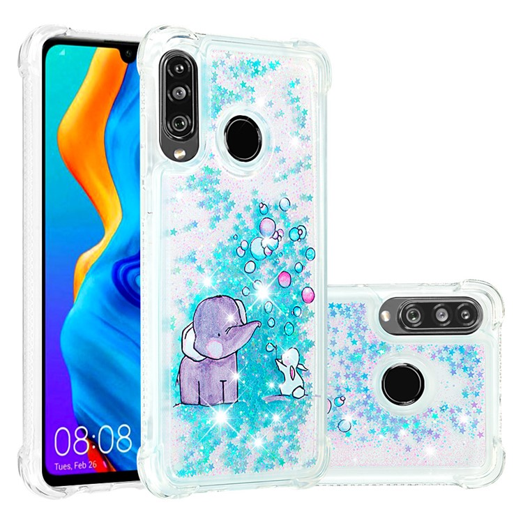 Liquid Glitter Powder Patterned Quicksand Shockproof TPU Back Case for Huawei P30 Lite / nova 4e - Elephant-1