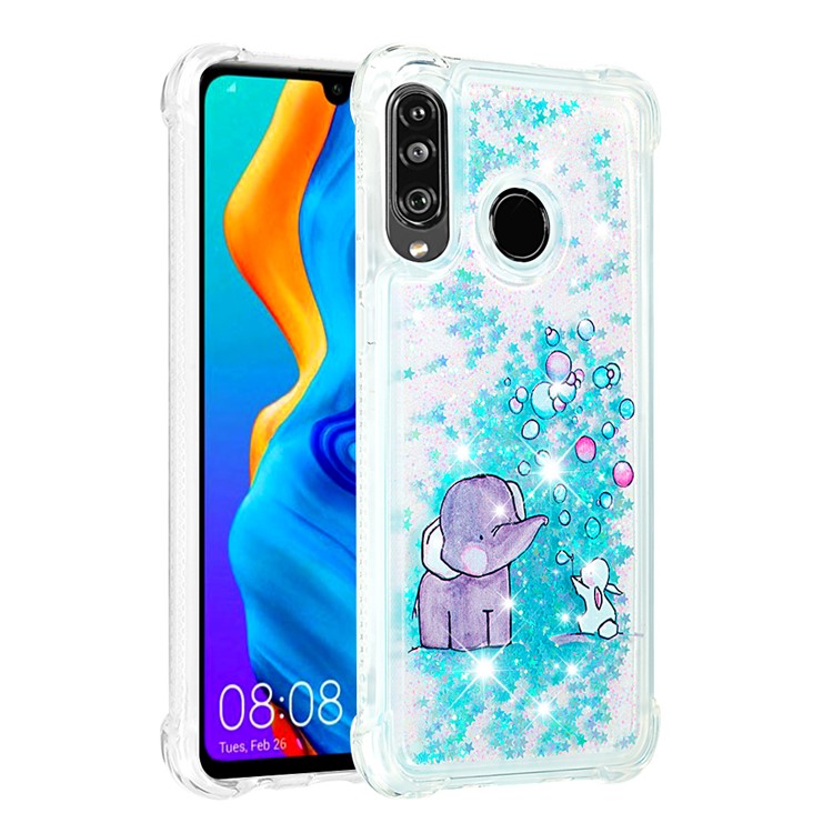 Liquid Glitter Powder Patterned Quicksand Shockproof TPU Back Case for Huawei P30 Lite / nova 4e - Elephant-3