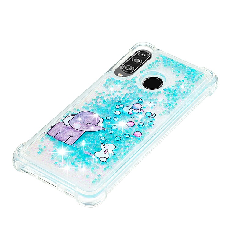 Liquid Glitter Powder Patterned Quicksand Shockproof TPU Back Case for Huawei P30 Lite / nova 4e - Elephant-6