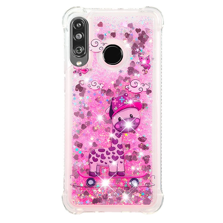 Liquid Glitter Powder Patterned Quicksand Shockproof TPU Back Case for Huawei P30 Lite / nova 4e - Cute Giraffe-2