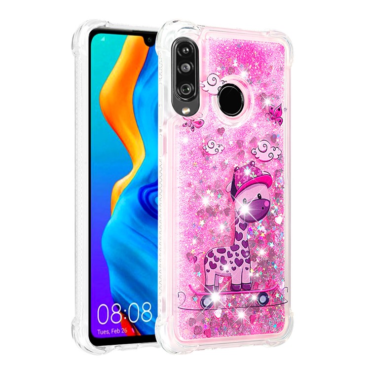 Liquid Glitter Powder Patterned Quicksand Shockproof TPU Back Case for Huawei P30 Lite / nova 4e - Cute Giraffe-3