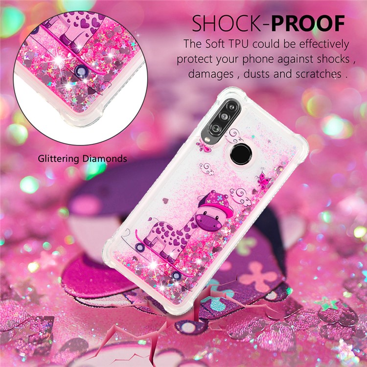 Liquid Glitter Powder Patterned Quicksand Shockproof TPU Back Case for Huawei P30 Lite / nova 4e - Cute Giraffe-4
