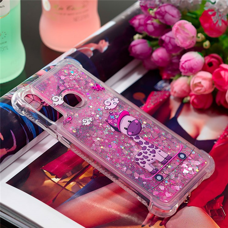 Liquid Glitter Powder Patterned Quicksand Shockproof TPU Back Case for Huawei P30 Lite / nova 4e - Cute Giraffe-7