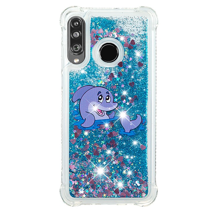 Liquid Glitter Powder Patterned Quicksand Shockproof TPU Back Case for Huawei P30 Lite / nova 4e - Dolphin-2