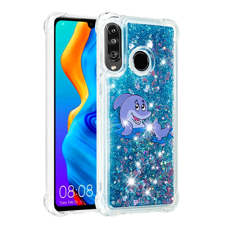 Liquid Glitter Powder Patterned Quicksand Shockproof TPU Back Case for Huawei P30 Lite / nova 4e - Dolphin-3