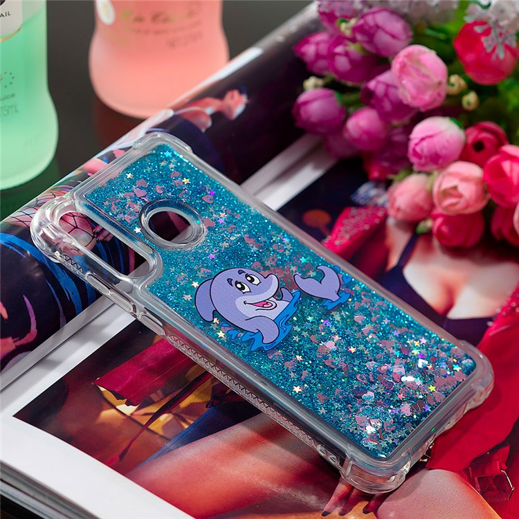 Liquid Glitter Powder Patterned Quicksand Shockproof TPU Back Case for Huawei P30 Lite / nova 4e - Dolphin-7