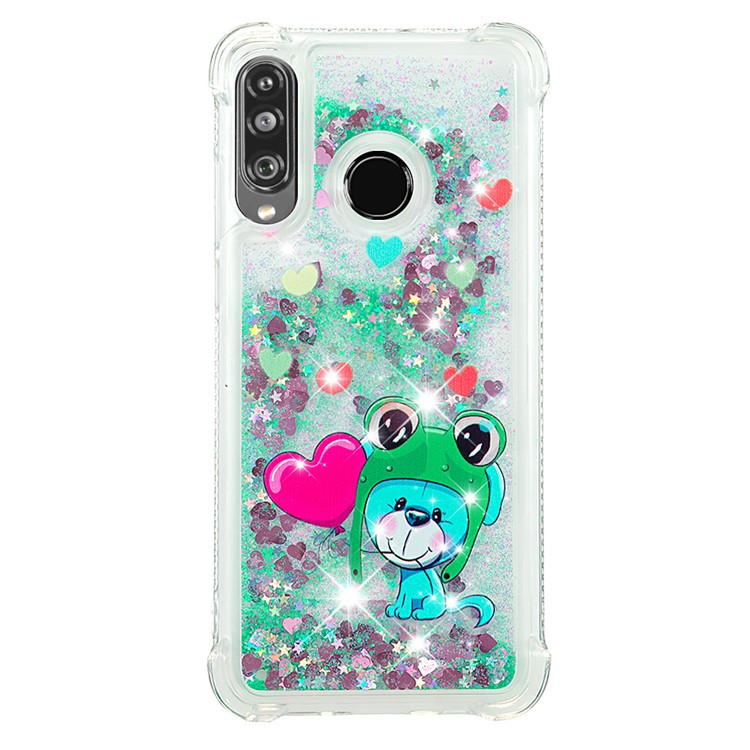 Liquid Glitter Powder Patterned Quicksand Shockproof TPU Back Case for Huawei P30 Lite / nova 4e - Hearts-2