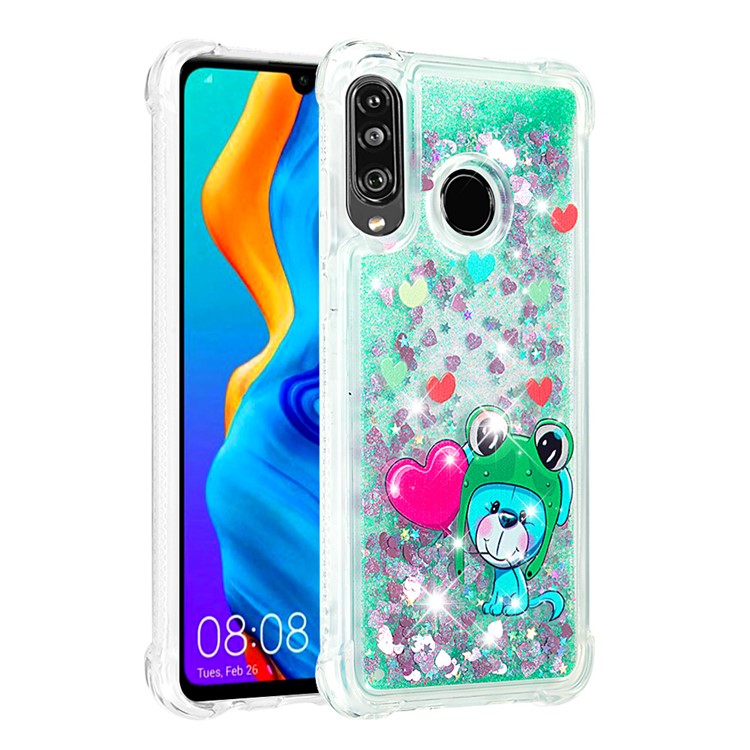 Liquid Glitter Powder Patterned Quicksand Shockproof TPU Back Case for Huawei P30 Lite / nova 4e - Hearts-3