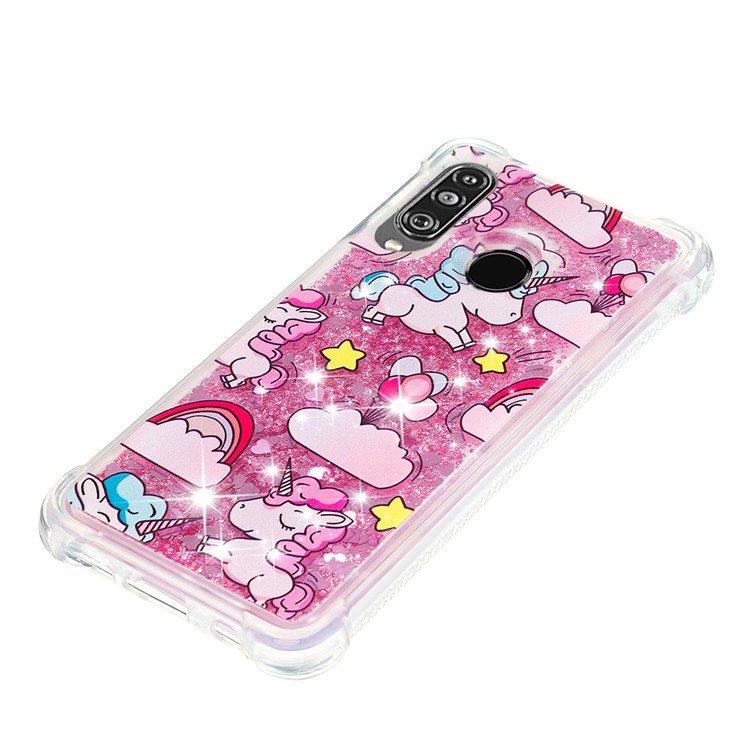 Liquid Glitter Powder Patterned Quicksand Shockproof TPU Back Case for Huawei P30 Lite / nova 4e - Unicorn and Cloud-6