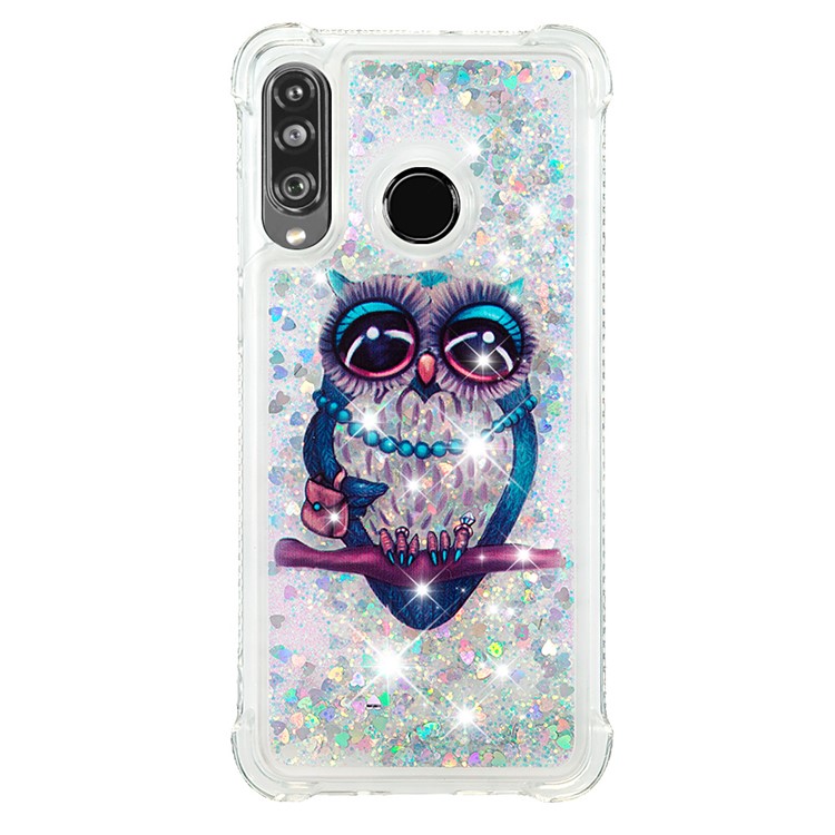 Liquid Glitter Powder Patterned Quicksand Shockproof TPU Back Case for Huawei P30 Lite / nova 4e - Owl-2