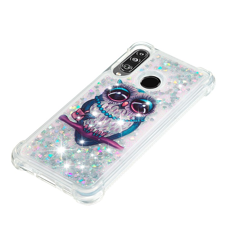 Liquid Glitter Powder Patterned Quicksand Shockproof TPU Back Case for Huawei P30 Lite / nova 4e - Owl-6