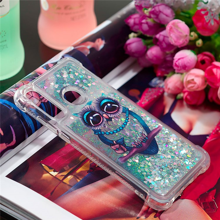 Liquid Glitter Powder Patterned Quicksand Shockproof TPU Back Case for Huawei P30 Lite / nova 4e - Owl-7