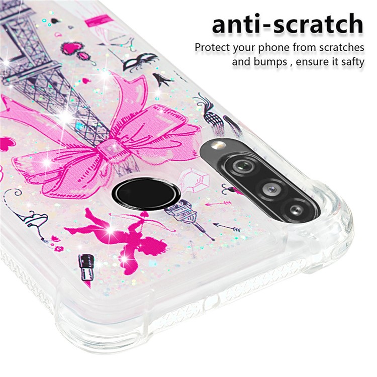 Liquid Glitter Powder Patterned Quicksand Shockproof TPU Back Case for Huawei P30 Lite / nova 4e - Eiffel Tower with Bowknot-5