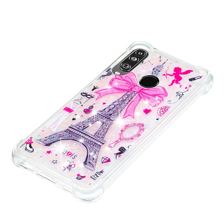Liquid Glitter Powder Patterned Quicksand Shockproof TPU Back Case for Huawei P30 Lite / nova 4e - Eiffel Tower with Bowknot-6