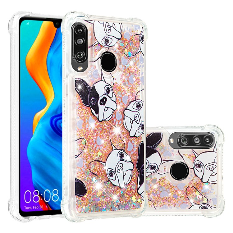 Liquid Glitter Powder Patterned Quicksand Shockproof TPU Back Case for Huawei P30 Lite / nova 4e - Dog-1