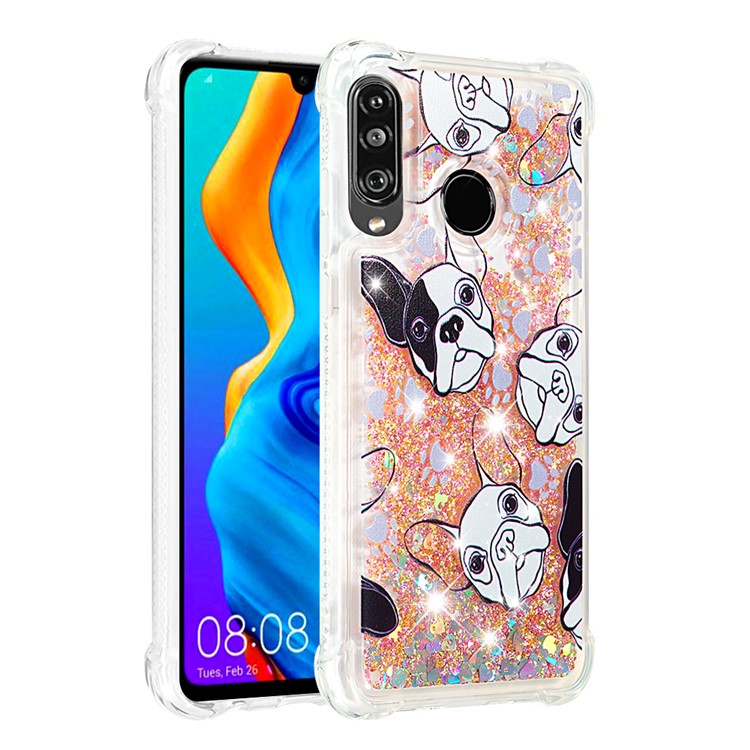 Liquid Glitter Powder Patterned Quicksand Shockproof TPU Back Case for Huawei P30 Lite / nova 4e - Dog-3