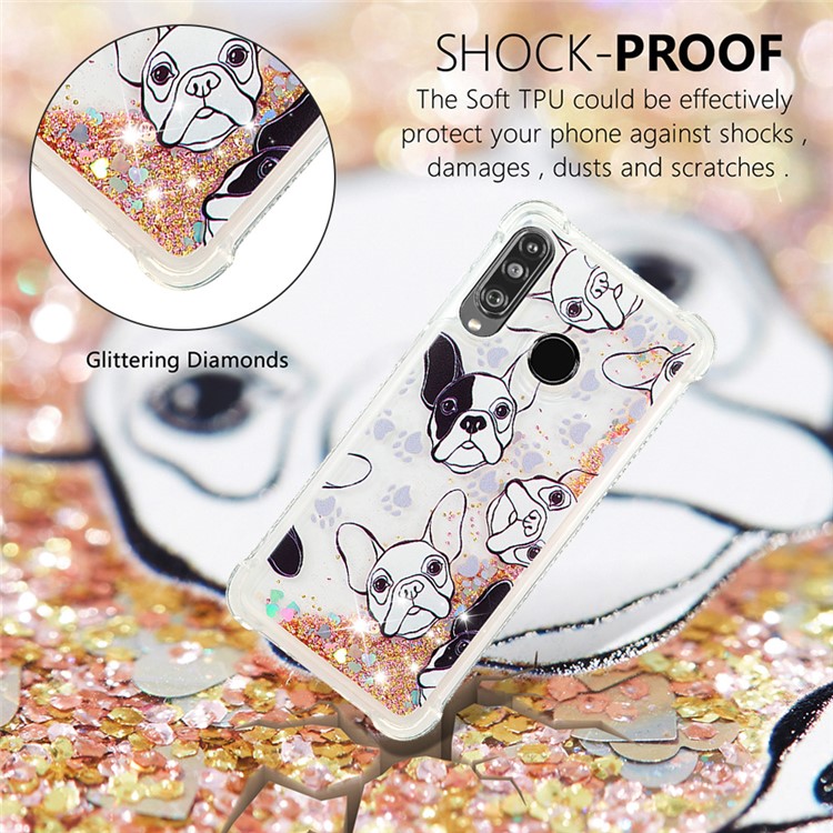 Liquid Glitter Powder Patterned Quicksand Shockproof TPU Back Case for Huawei P30 Lite / nova 4e - Dog-4