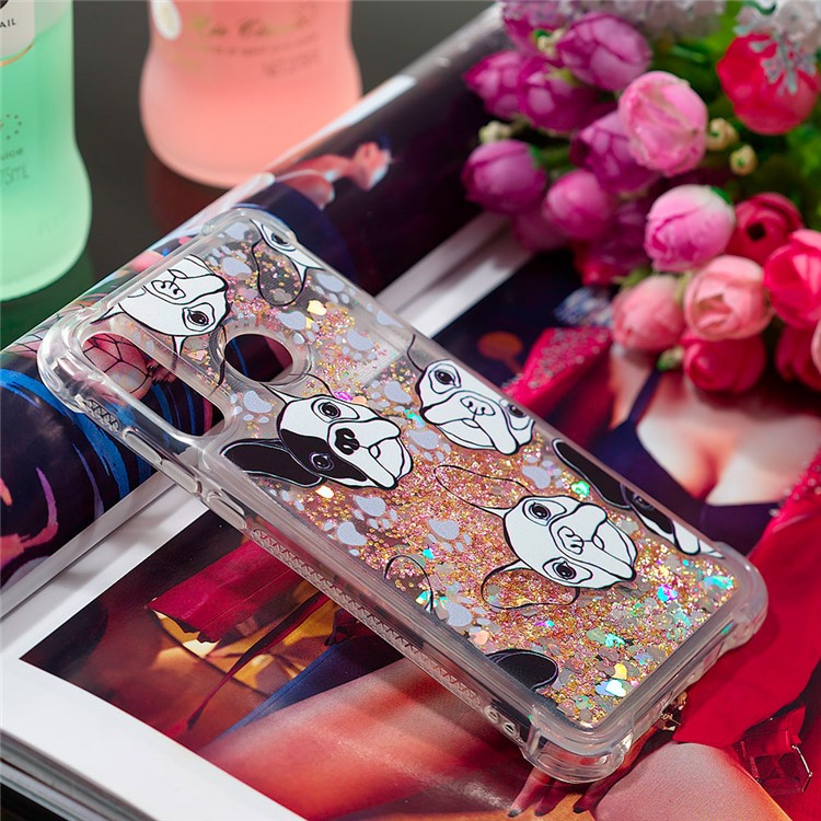 Liquid Glitter Powder Patterned Quicksand Shockproof TPU Back Case for Huawei P30 Lite / nova 4e - Dog-7