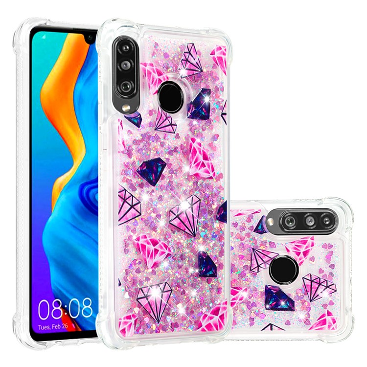 Liquid Glitter Powder Patterned Quicksand Shockproof TPU Back Case for Huawei P30 Lite / nova 4e - Diamond-1