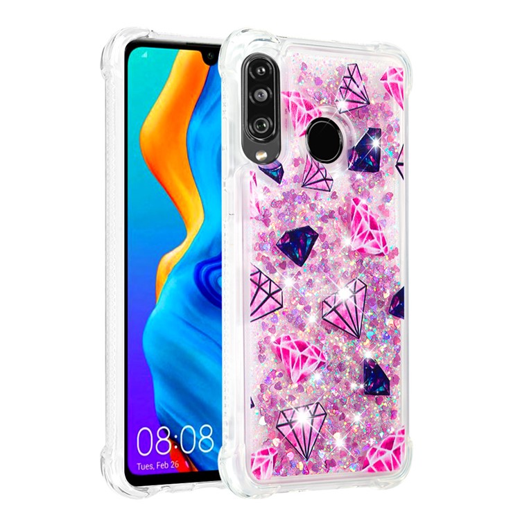 Liquid Glitter Powder Patterned Quicksand Shockproof TPU Back Case for Huawei P30 Lite / nova 4e - Diamond-3