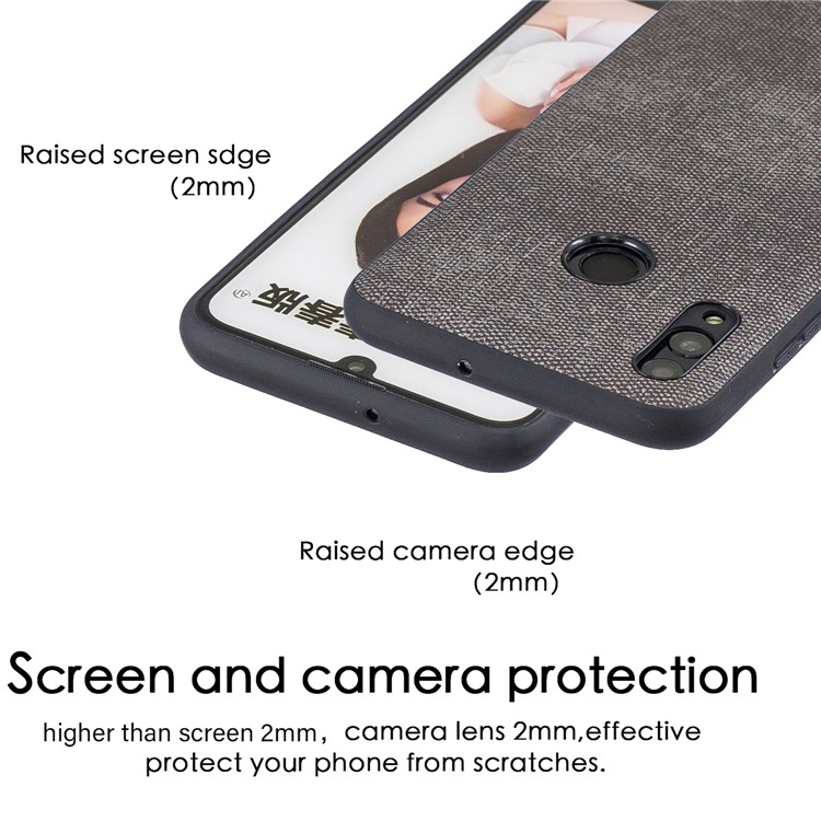 For Huawei P Smart (2019) / Nova Lite 3 / Honor 10 Lite Denim TPU+PU Leather Phone Cover - Dark Grey-3