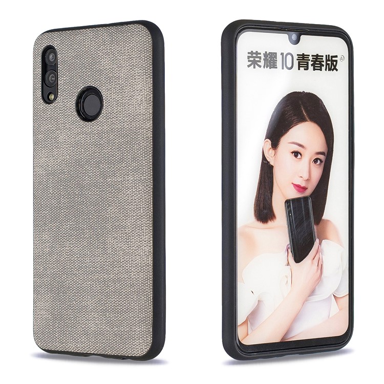 For Huawei P Smart (2019) / Nova Lite 3 / Honor 10 Lite Denim TPU+PU Leather Phone Cover - Light Grey-1