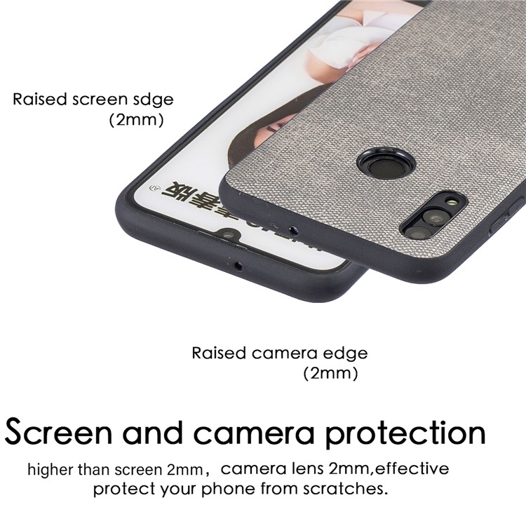 For Huawei P Smart (2019) / Nova Lite 3 / Honor 10 Lite Denim TPU+PU Leather Phone Cover - Light Grey-3