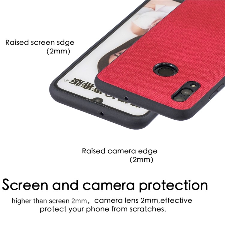 For Huawei P Smart (2019) / Nova Lite 3 / Honor 10 Lite Denim TPU+PU Leather Phone Cover - Red-3