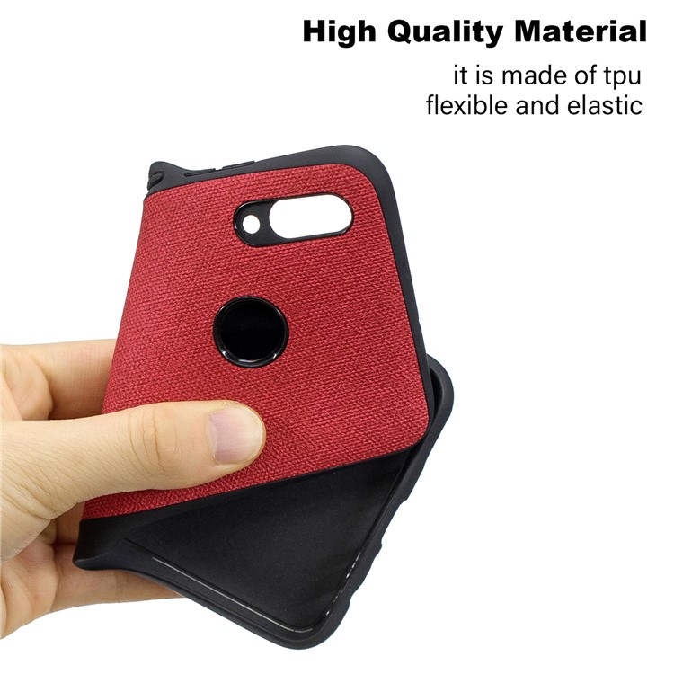 For Huawei P Smart (2019) / Nova Lite 3 / Honor 10 Lite Denim TPU+PU Leather Phone Cover - Red-6