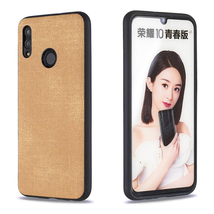 For Huawei P Smart (2019) / Nova Lite 3 / Honor 10 Lite Denim TPU+PU Leather Phone Cover - Gold-1