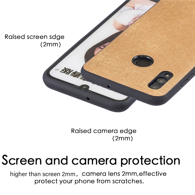 For Huawei P Smart (2019) / Nova Lite 3 / Honor 10 Lite Denim TPU+PU Leather Phone Cover - Gold-3