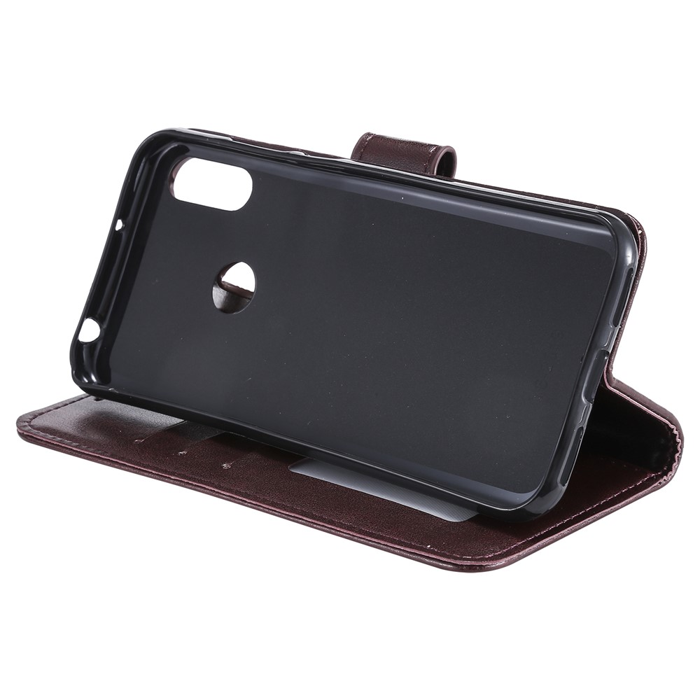 Impresión Mandala Flower Stand Billet Case Para Huawei Y6 (2019, Con Sensor de Huellas Digitales) - Marron Oscuro-6