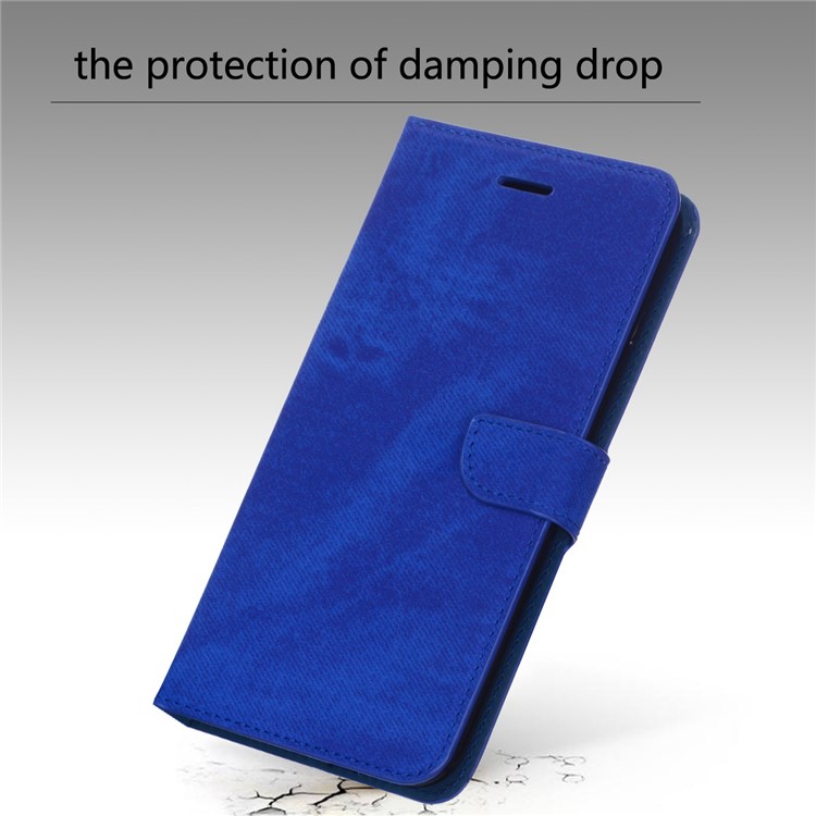 Cloth Texture PU Leather Card Holder Phone Case for Huawei P20 lite (2019) - Blue-11